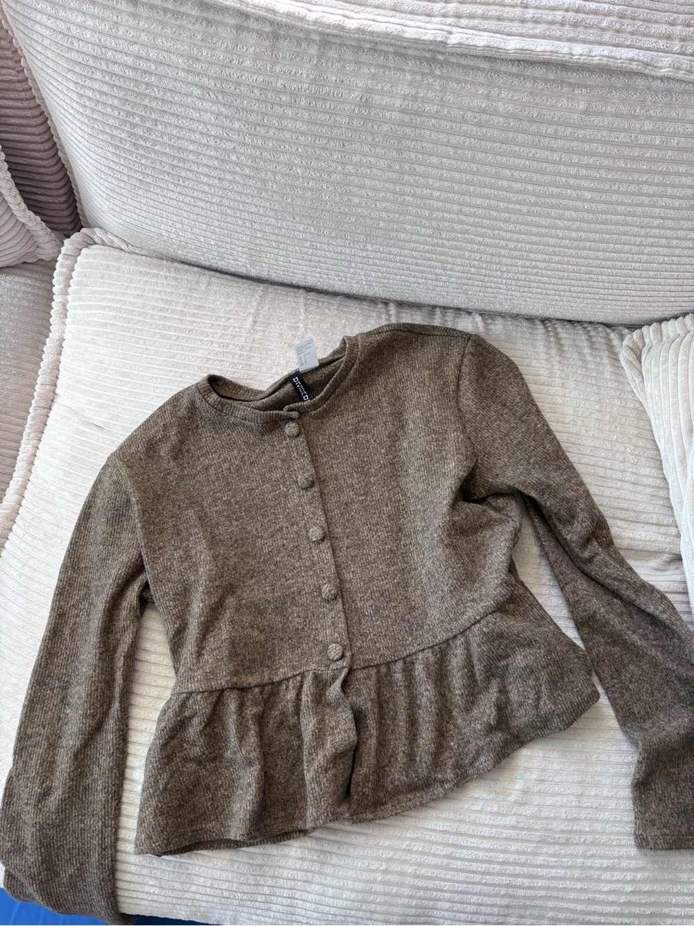 H&M Taupe Button-Front Knit Cardigan
